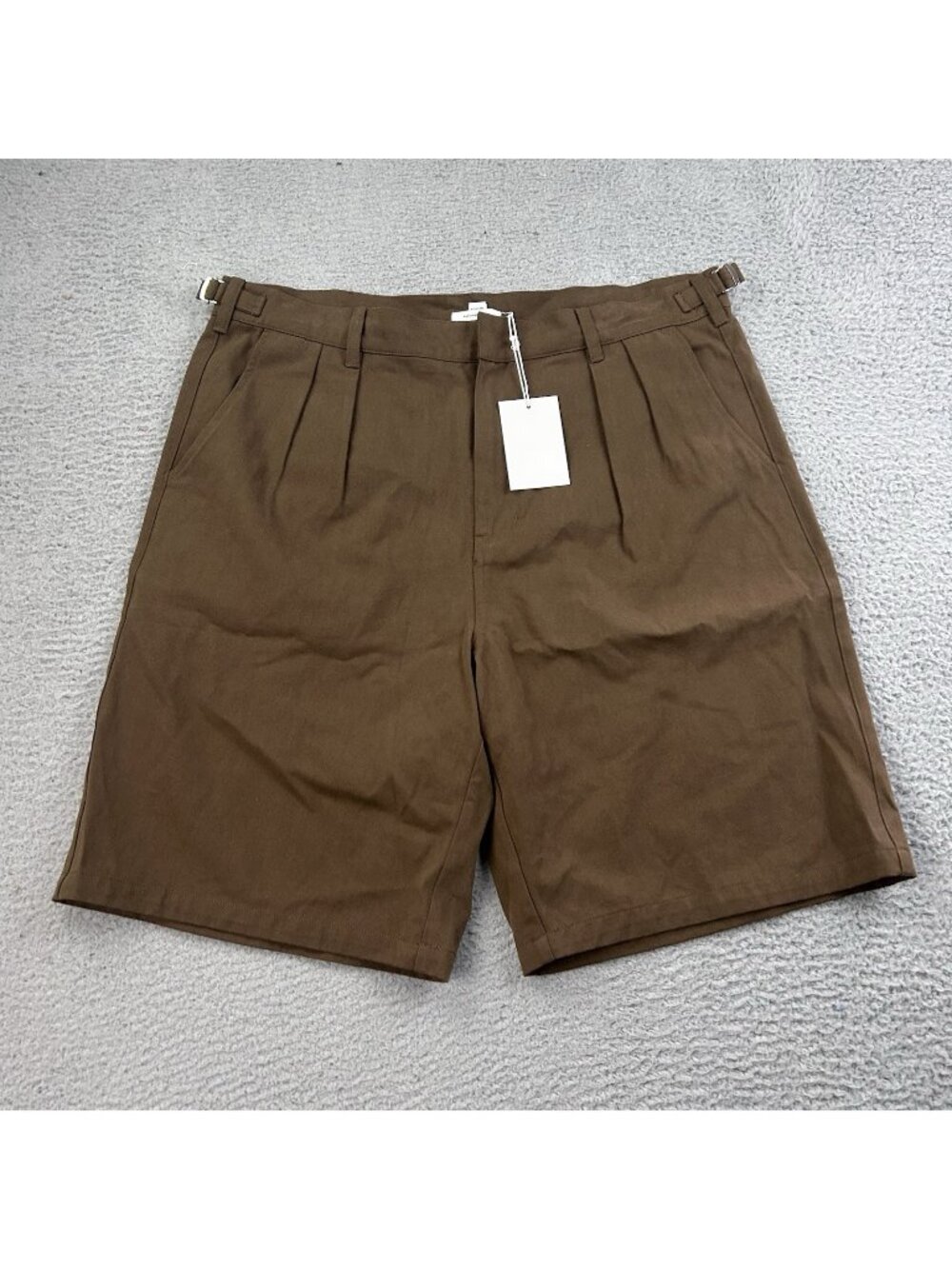 CCS Pleated Chino Brown Shorts Size 38 Mens Dress Casual